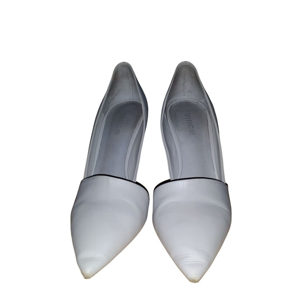 Vince D'Orsay Claire Paulette Pumps Sz 10 M Leather Woodsmoke Gray Designer - Picture 3 of 9